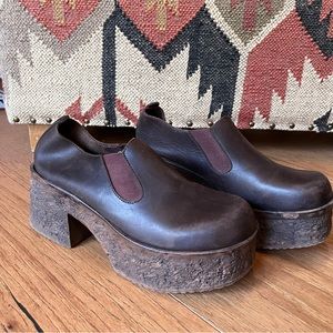 Sbicca Brown Leather Platform Mary Janes - image 1